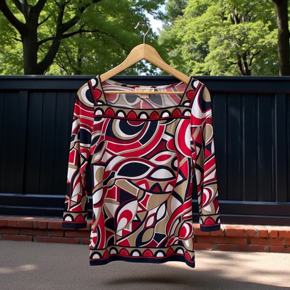 NWT Michael Kors Abstract Patterned Women's Blouse! S/M